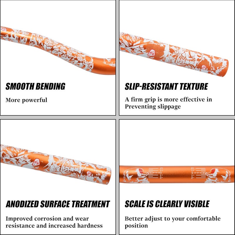 JXPANG Universal 28mm 1/1/8" Handle Bar For CRF KLX KX LTR TRX SX SXF EXC XCW Motocross Pit Dirt Bike Scooter ATV Quad Bike Grizzly Hawk 250 Bicycles (Orange) - Image 3